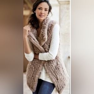 Soft Surroundings XL Jenai Faux Fur Cascade Fluffy Teddy Vest Mauve Gray